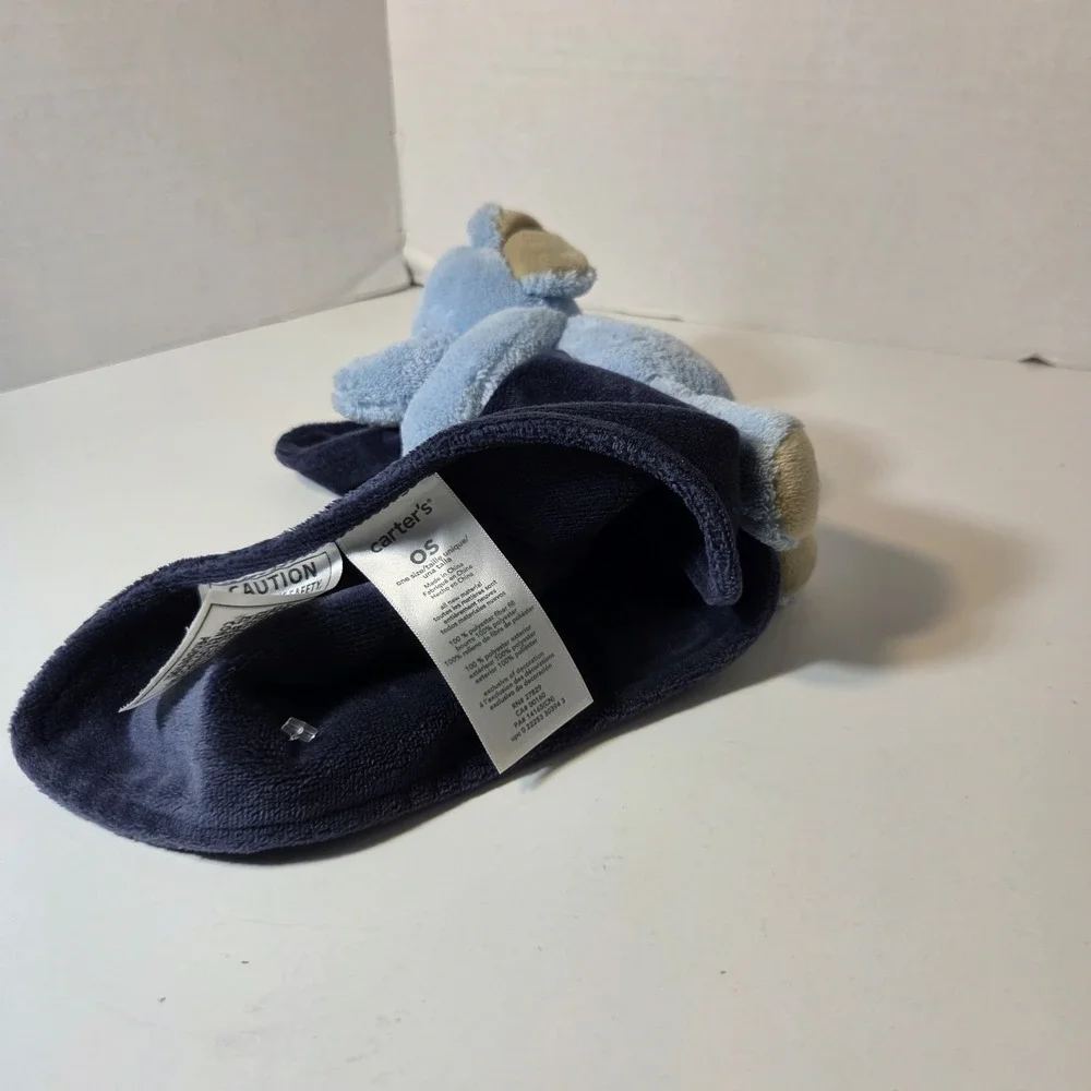 Carter's Baby Security Blanket Lovey Plush Blue Elephant Rattle Navy Blue